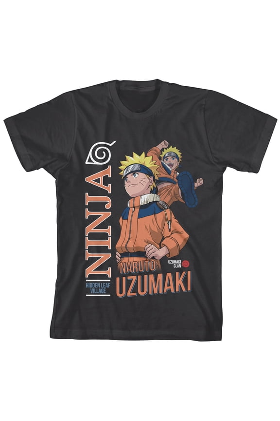 Naruto CLASSIC Boys Black Crew Neck Short Sleeve T-shirt - XL