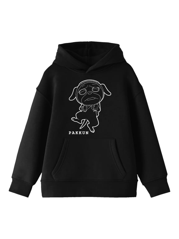 Naruto CLASSIC Pakkun Youth Black Hooded Sweatshirt-M