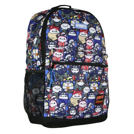 Naruto Cat Nyaruto Mega Cat Allover Print Design Laptop Travel Backpack Book Bag with Adjustable Straps
