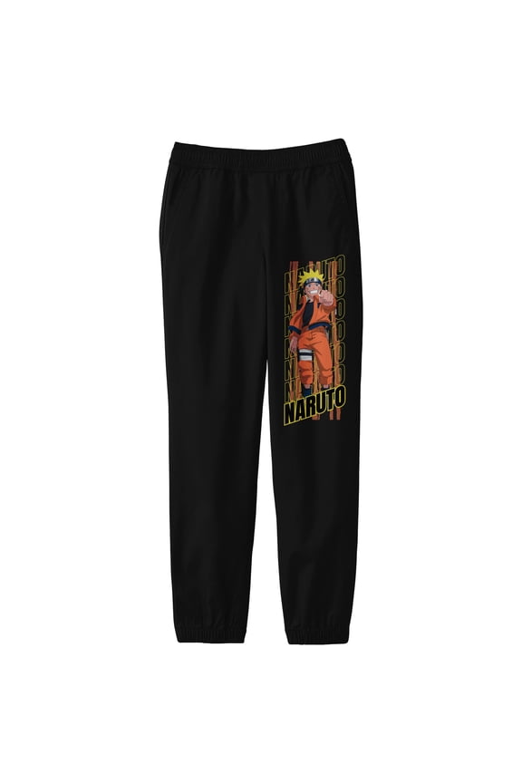 Naruto Character Pose and Title Logo Youth Black Graphic Sweats-XL