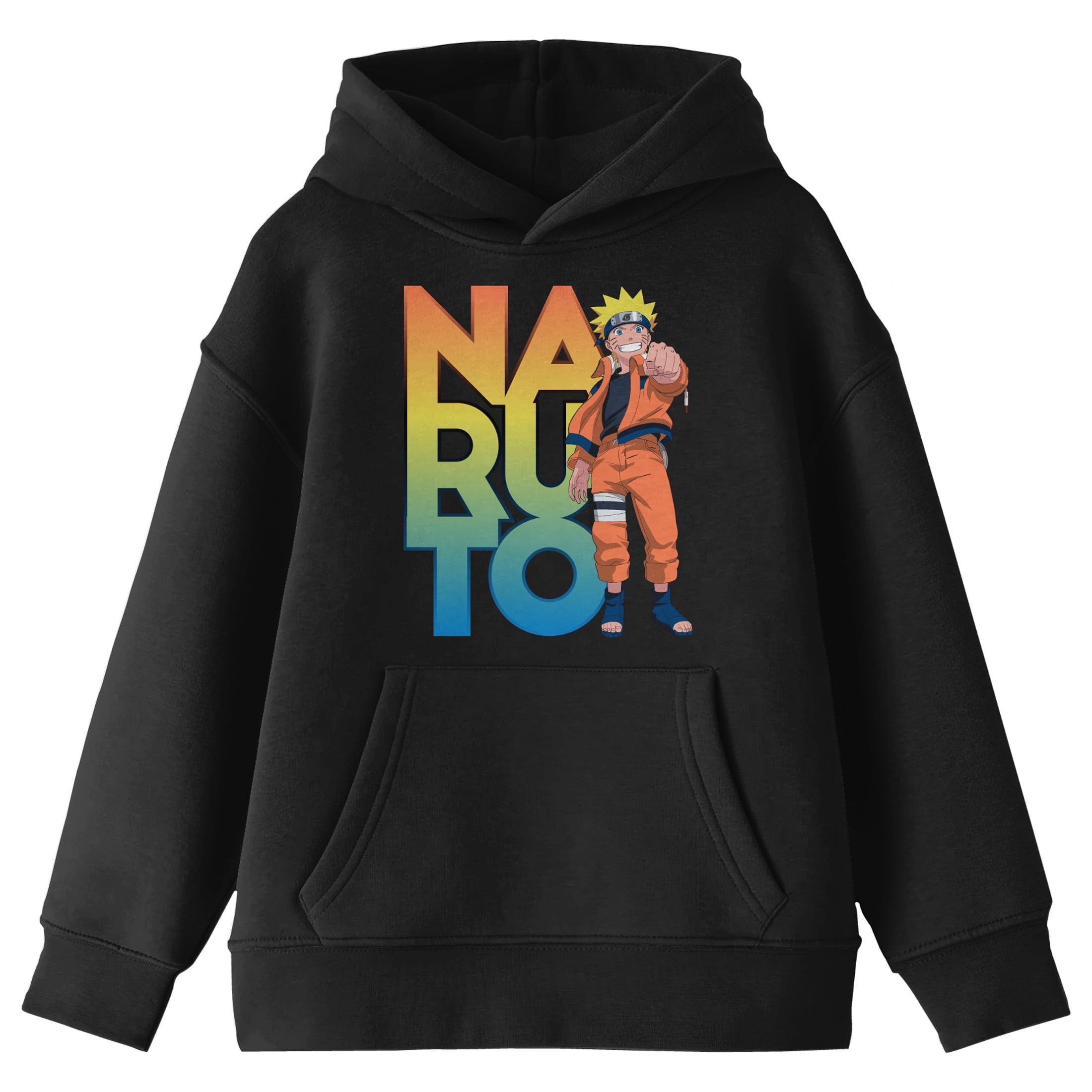Naruto Classic Character Pointing With Ombre Text Youth Black Graphic Hoodie XS