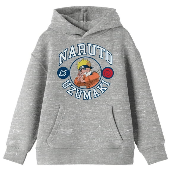 Naruto Classic Character Varsity Style Graphic with Collegiate Text Youth Athletic Heather Hoodie-Medium