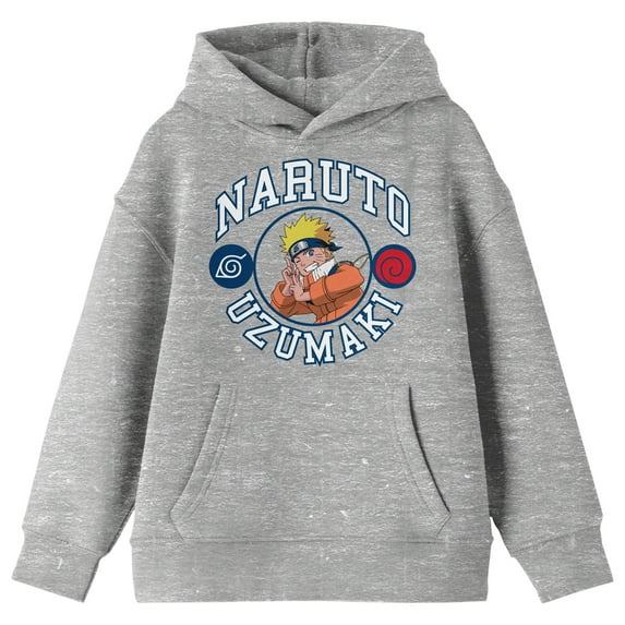 Naruto Classic Character Varsity Style Graphic with Collegiate Text Youth Athletic Heather Hoodie-XL
