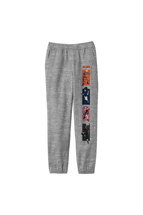 Naruto Classic Colorful Characters Boy's Athletic Heather Sweatpants-Large