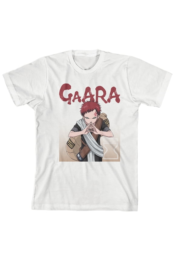 Naruto Classic Gaara Youth White Tee With Short Sleeves And Crew Neck-Small