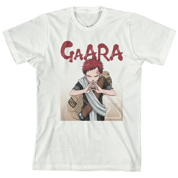 Naruto Classic Gaara Youth White Tee With Short Sleeves And Crew Neck-XS