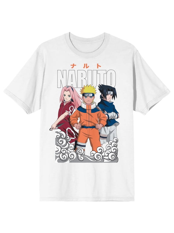 Naruto Classic Group Shot Crew Neck Short Sleeve Women's White T-shirt-Large