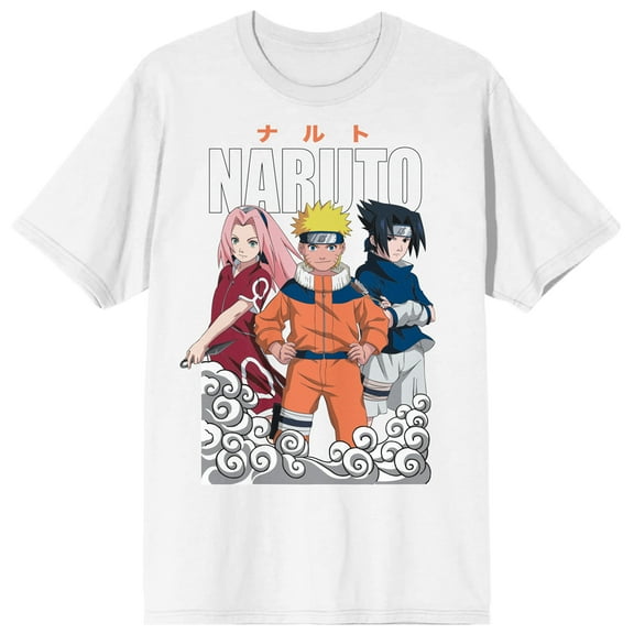 Naruto Classic Group Shot Crew Neck Short Sleeve Women's White T-shirt-Small