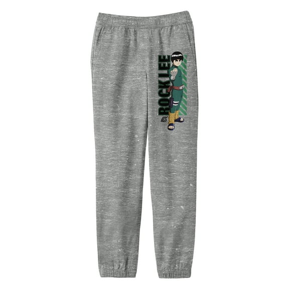 Naruto Classic Rock Lee Stance Mode Youth Athletic Heather Gray Graphic Joggers-Medium