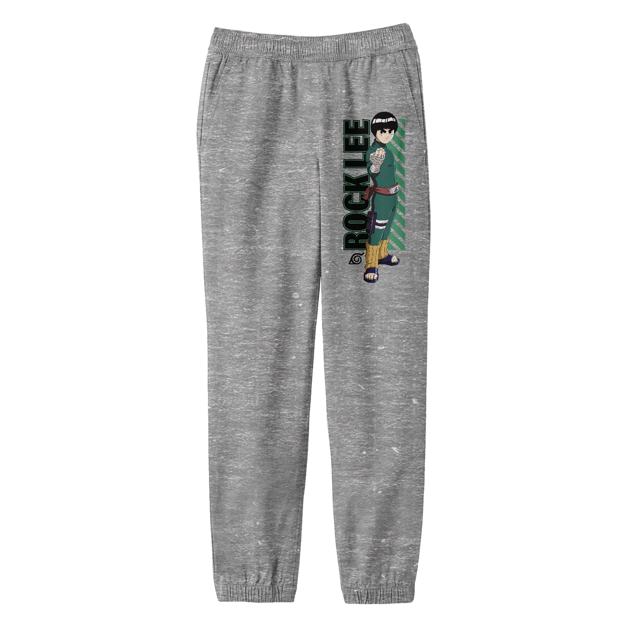Naruto Classic Rock Lee Stance Mode Youth Athletic Heather Gray Graphic  Joggers-Small 