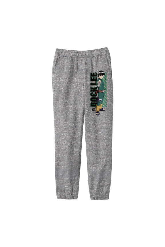 Naruto Classic Rock Lee Stance Mode Youth Athletic Heather Gray Graphic Joggers-XL