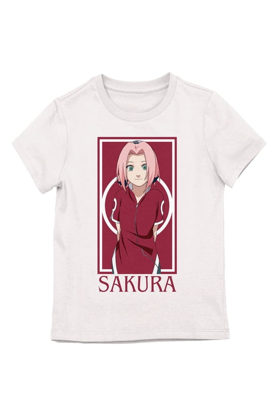 Naruto Classic Sakura Character Youth White Short Sleeve Tee-Large