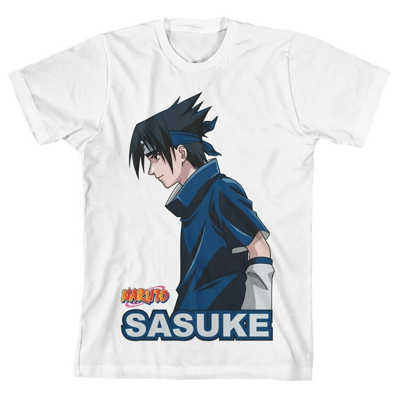 Naruto Classic Sasuke Side View Boy's White T-shirt-Medium