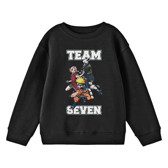 Naruto Classic Team Seven Youth Black Crew Neck Sweatshirt-XL