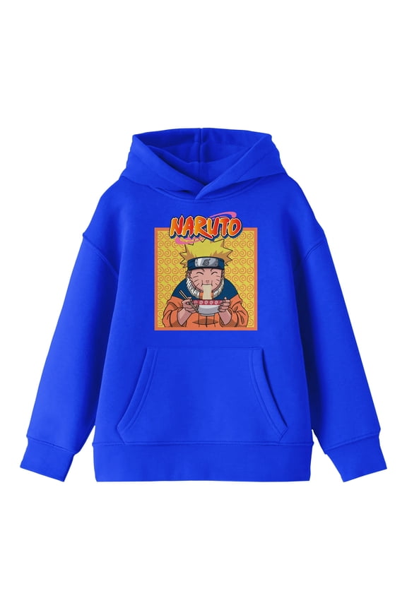 Naruto Eating Ramen Boy's Royal Blue Sweatshirt-XS
