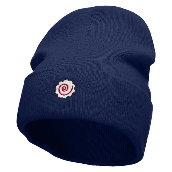 Naruto Fish Cake Embroidered 12 inch Acrylic Cuffed Long Beanie - Navy OSFM