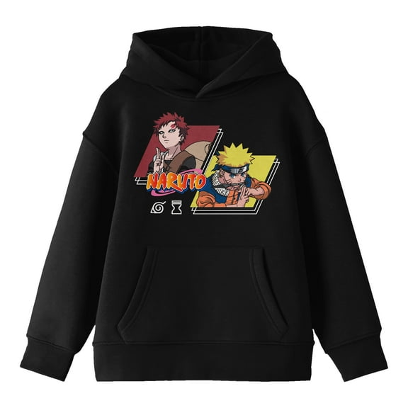 Naruto Gaaro Versus Naruto Youth Black Hoodie-Large