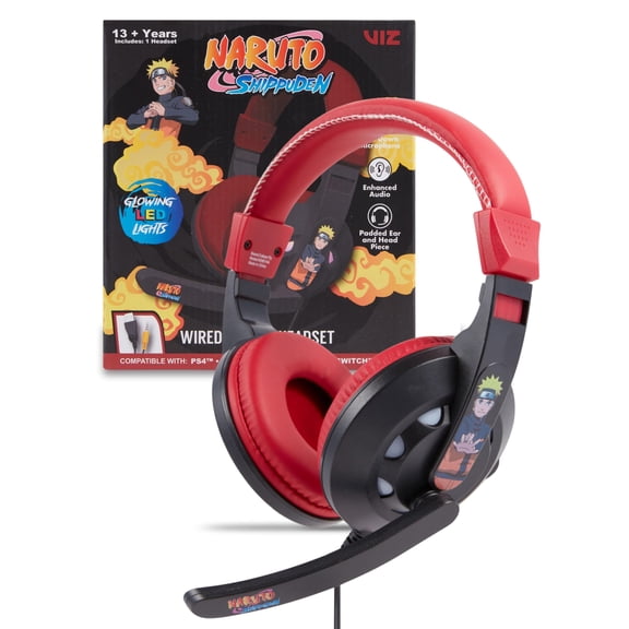 Naruto Gaming Headset with Mic, Wired Headphones, Microphone, LED Lights