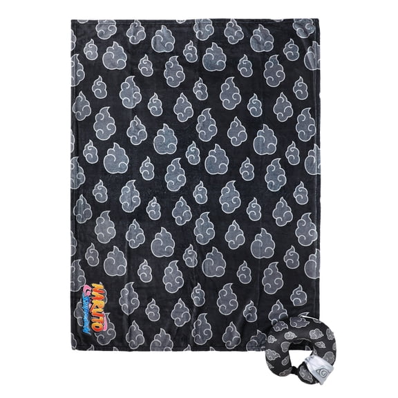 Naruto Gray Clouds 3-Piece Neck Pillow Travel Set With Eye Mask & Blanket