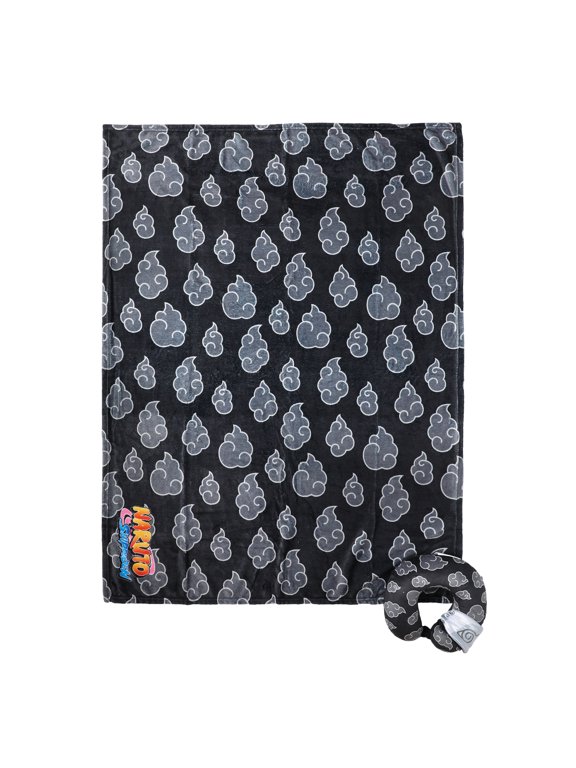 Naruto Gray Clouds 3-Piece Neck Pillow Travel Set With Eye Mask & Blanket