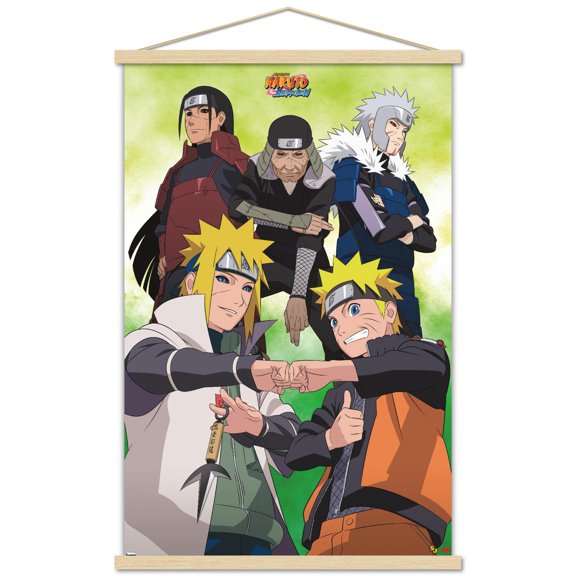 Naruto - Green Wall Poster with Wooden Magnetic Frame, 22.375" x 34"