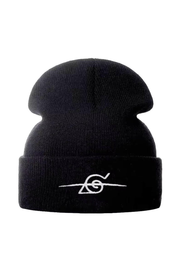 Naruto Hidden Leaf Village Logo Black Adult Size Beanie Hat