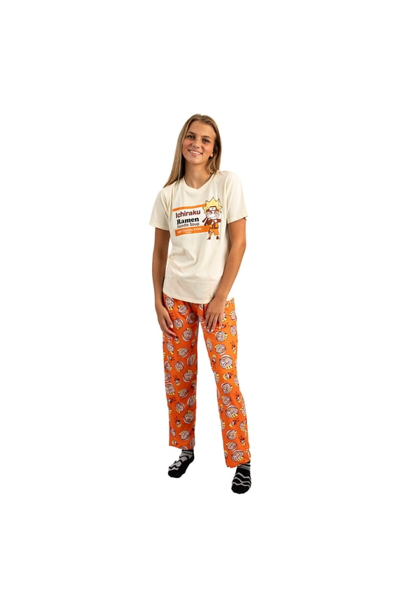 Naruto Ichiraku Ramen Adult Juniors Sleepwear Set with Short Sleeve Tee and Sleep Pants- XXL