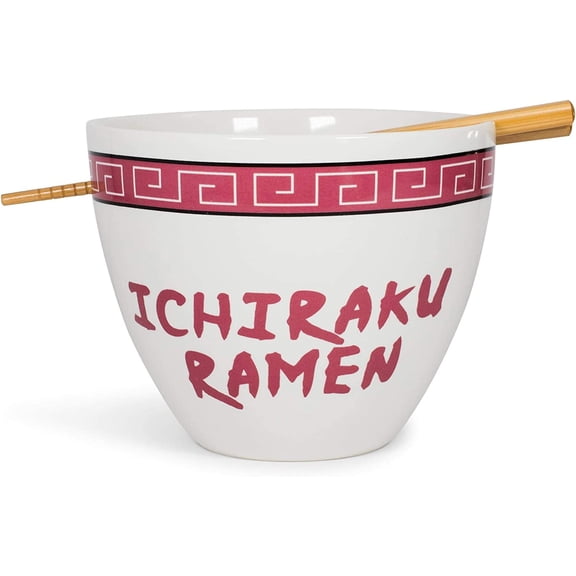 Naruto "Ichiraku Ramen Japanese Ceramic Dish Set | 16-Ounce Ramen Bowl and Chopsticks Set
