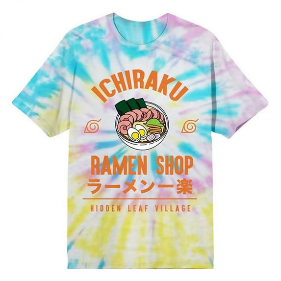 Naruto Ichiraku Ramen Shop Tie-Dye T-Shirt, Multi Color -Extra Large