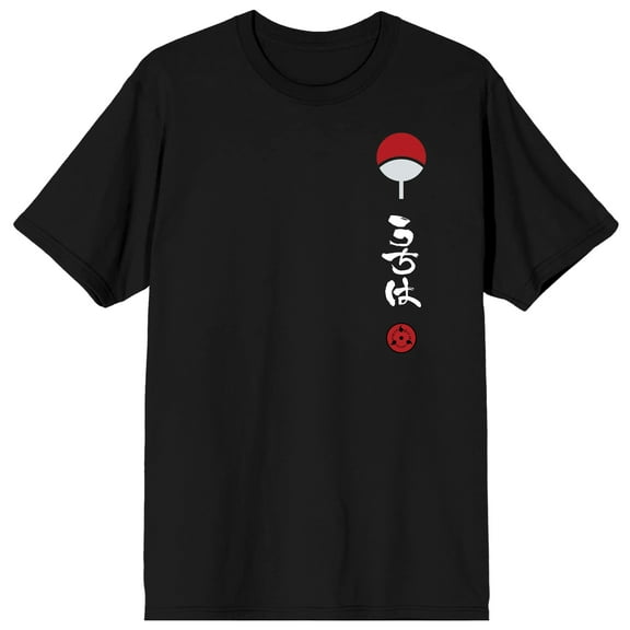 Naruto Itachi Artwork Crew Neck Short Sleeve Men's Black T-shirt-Large