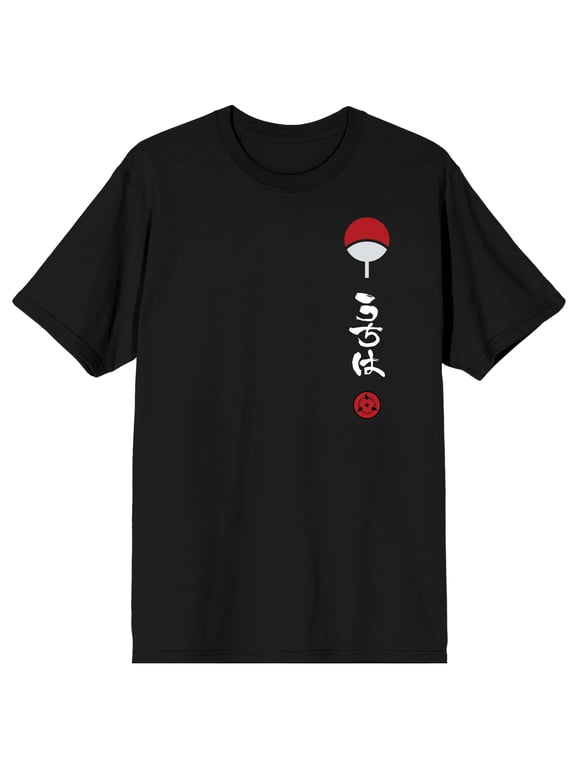 Naruto Itachi Artwork Crew Neck Short Sleeve Men's Black T-shirt-XS