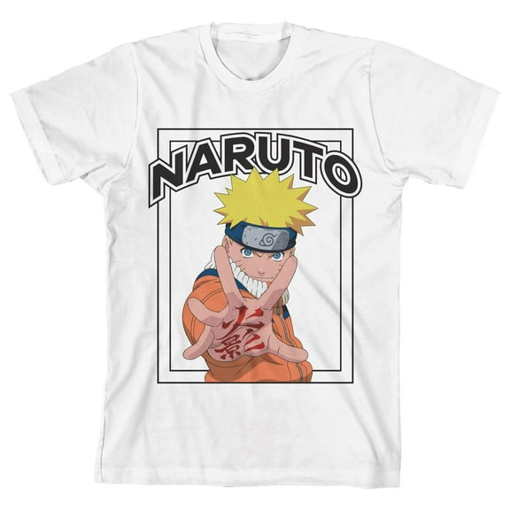 Naruto Kanji Palm Boy's White T-shirt-Medium