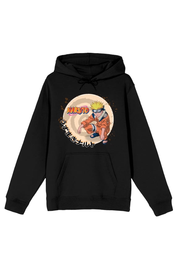 Naruto Main Character Kanji Logo Men's Black Sweatshirt-Large