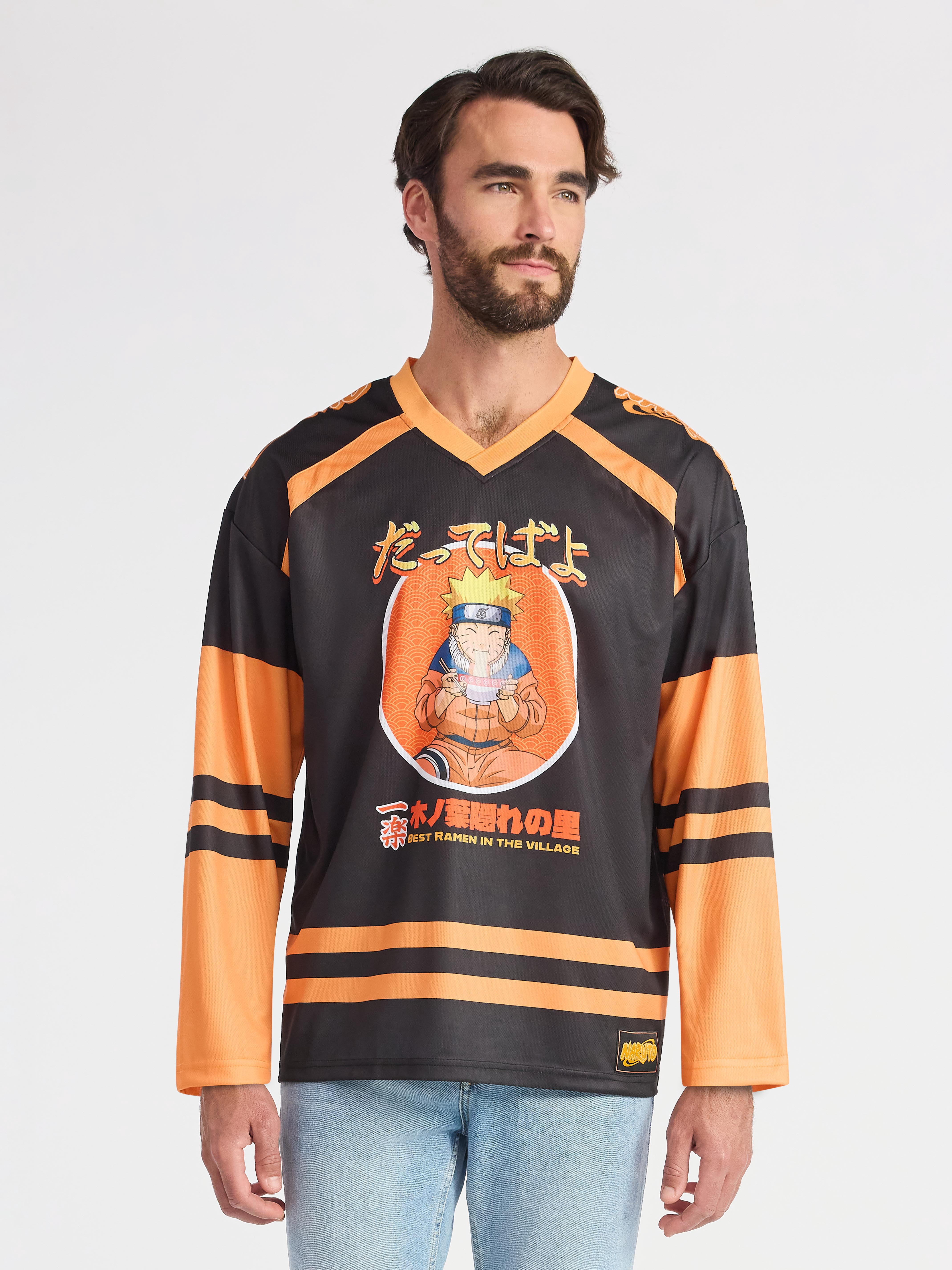 Naruto Men's & Big Men's Graphic Long Sleeve Hockey Jersey, Sizes XS-3XL