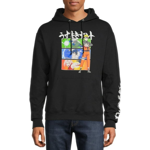 Naruto Men's & Big Men's Long Sleeve Graphic Hoodie Sweatshirt, Mens Anime Hoodies