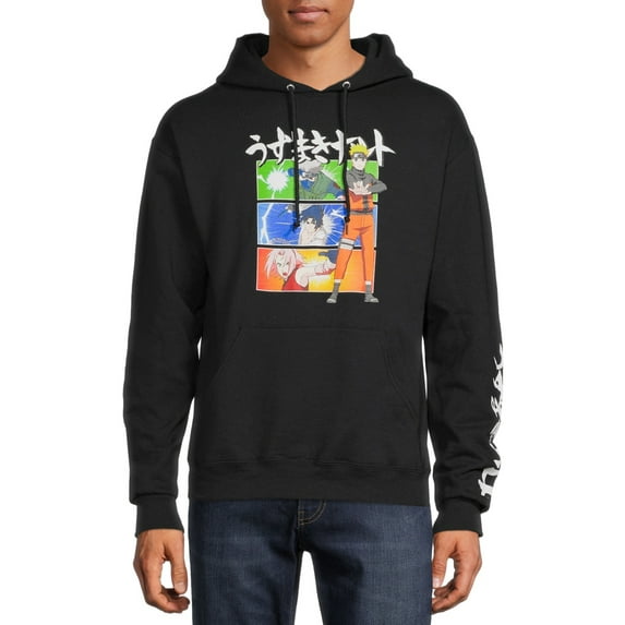 Naruto Men's & Big Men's Long Sleeve Graphic Hoodie Sweatshirt, Mens Anime Hoodies