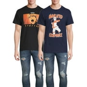 Naruto Mens & Big Mens Uzumaki Anime Graphic Tees Shirts, 2-Pack, Sizes S-3XL, Naruto Anime Mens T-Shirts