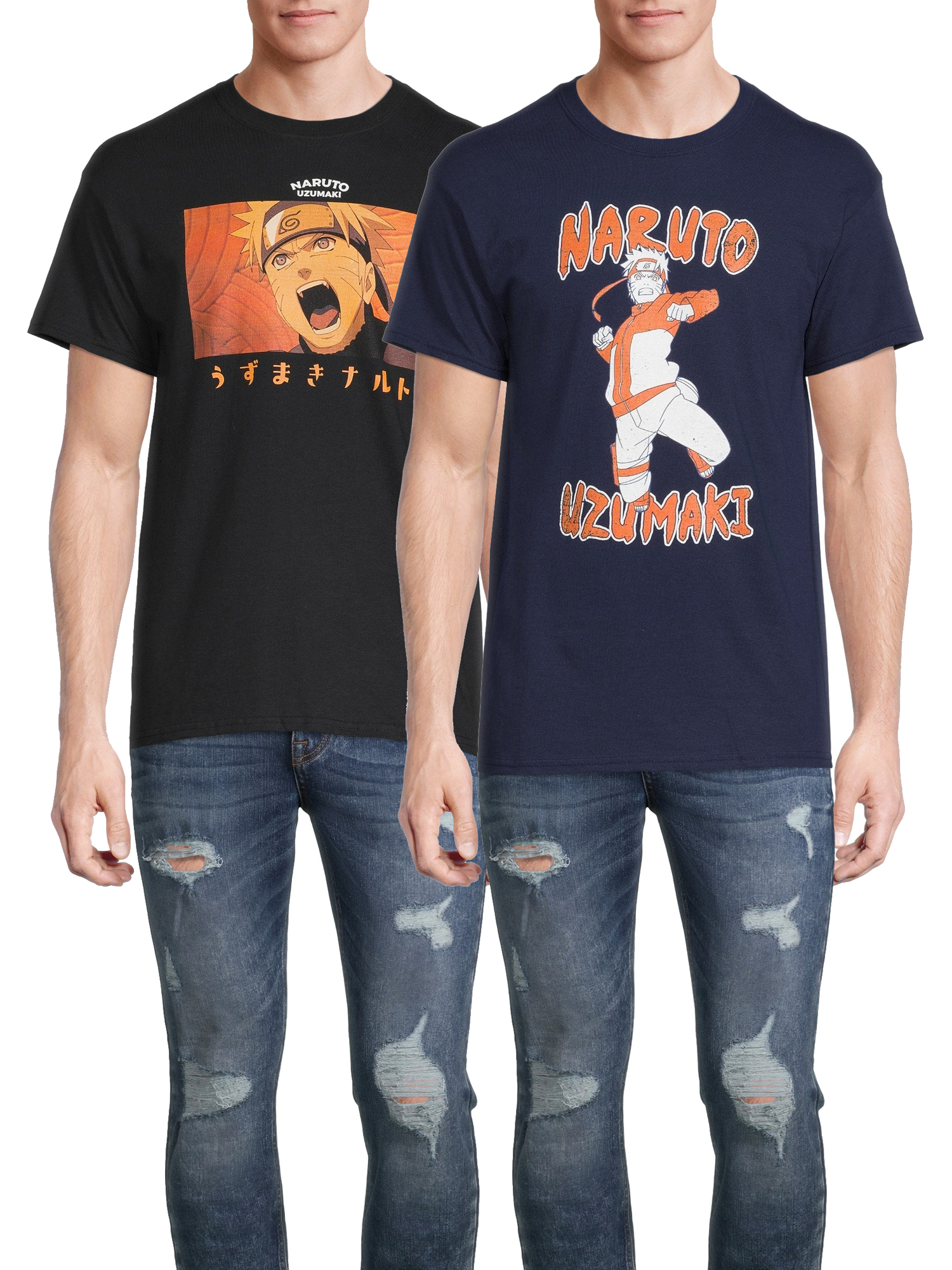 Naruto Men's & Big Men's Uzumaki Anime Graphic Tees Shirts, 2-Pack, Sizes S-3XL, Naruto Anime Mens T-Shirts - image 1 of 8