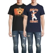 Naruto Men's & Big Men's Uzumaki Anime Graphic Tees Shirts, 2-Pack, Sizes S-3XL, Naruto Anime Mens T-Shirts