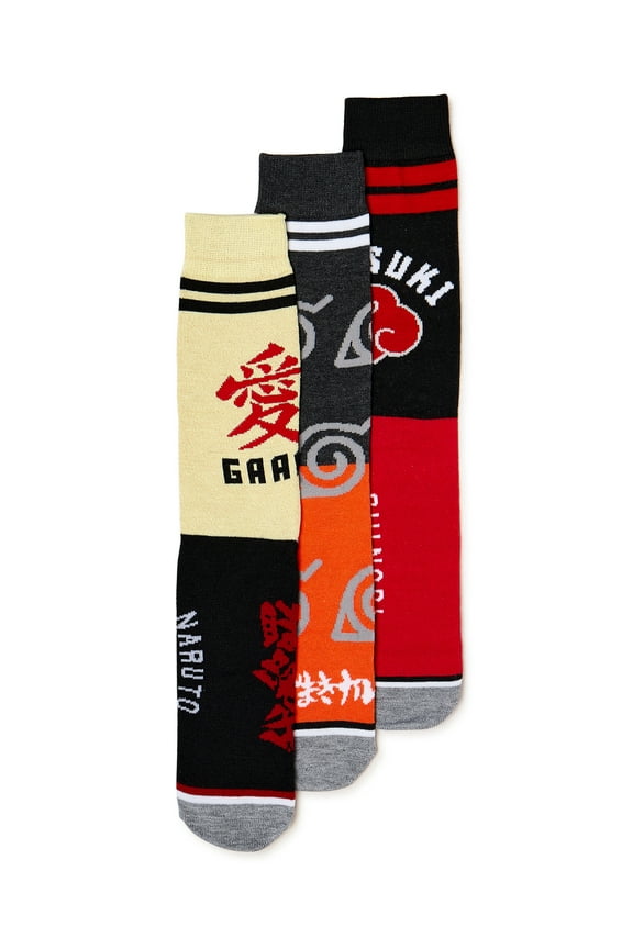 Naruto Men's Crew Socks, 3-Pack