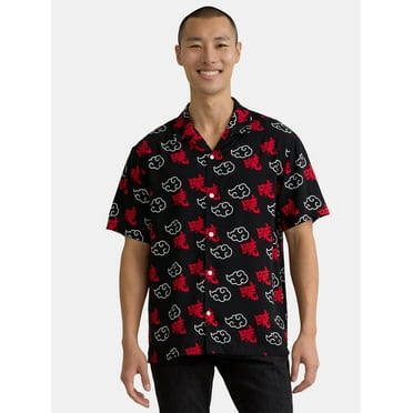 Naruto Men's and Big Men's Button Front Hawaiian Resort Shirt with Short Sleeves, Sizes S-3XL