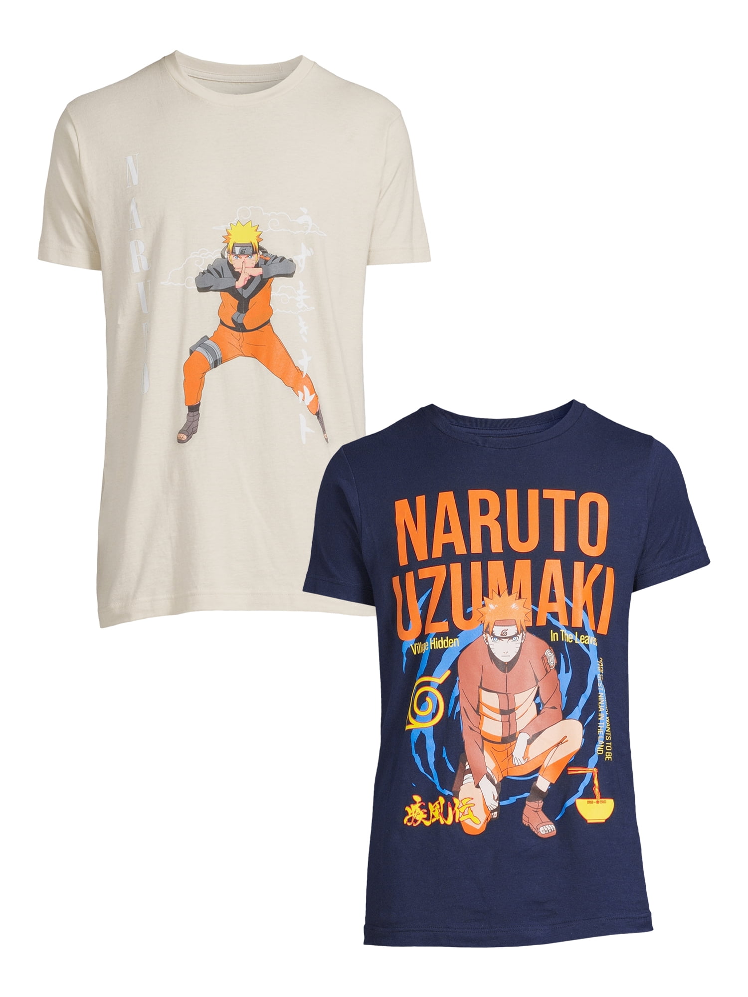 Naruto Men's and Big Men's Graphic Tee Shirt, 2-Pack, S-3XL