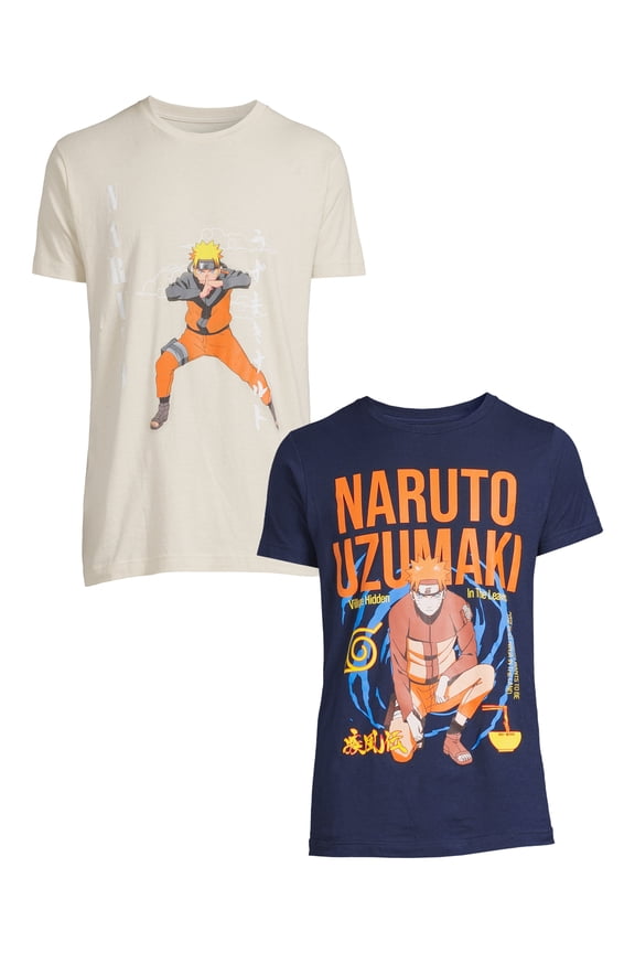 Naruto Men's and Big Men's Graphic Tee Shirt, 2-Pack, S-3XL
