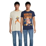 Naruto Men's and Big Men's Graphic Tee with Short Sleeves, 2-Pack, S-3XL