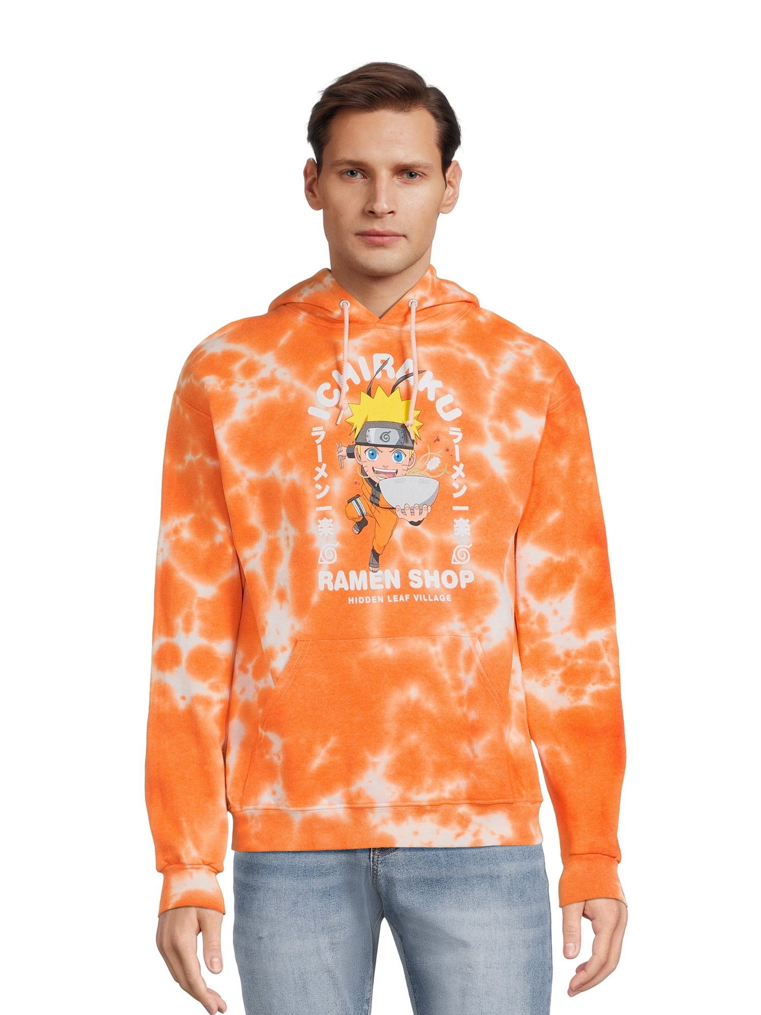 Naruto Men's and Big Men's Graphic TieDye Hoodie Sweatshirt, Sizes S