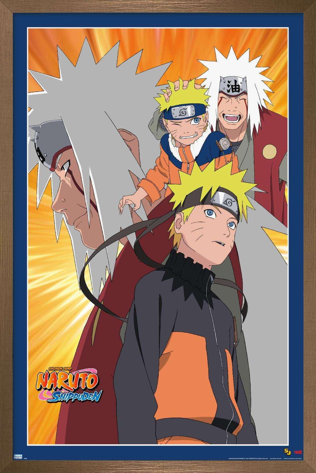 Naruto - Naruto and Jiraiya Wall Poster, 14.725" x 22.375", Framed