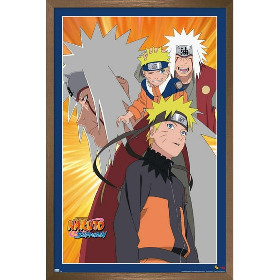 Naruto - Naruto and Jiraiya Wall Poster, 22.375" x 34", Framed