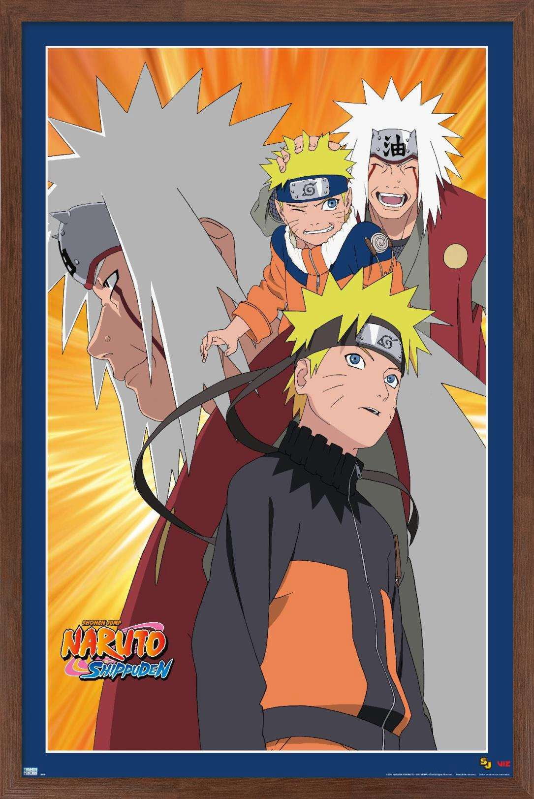 Naruto - Naruto and Jiraiya Wall Poster, 22.375" x 34", Framed