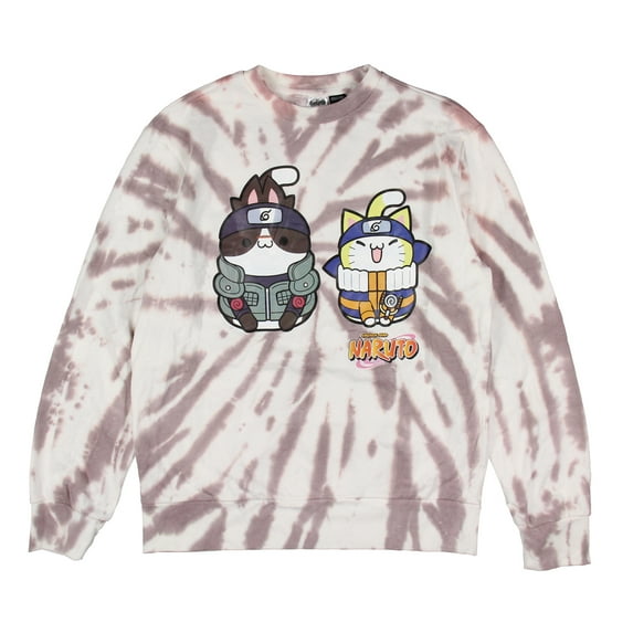 Naruto Nyruto Men's Naruto and Iruka Cats Tie-Dye Pullover Sweatshirt