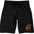 thumbnail image 1 of Naruto Orange Hidden Leaf Symbol Men's Black Graphic Sleep Shorts-Medium, 1 of 3